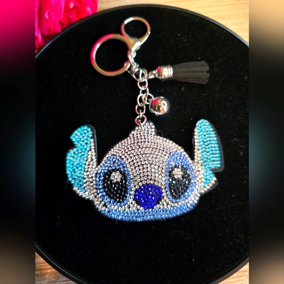 Sparkly Stitch Rhinestone Handbag Charm - Keychain - Picture 1 of 2